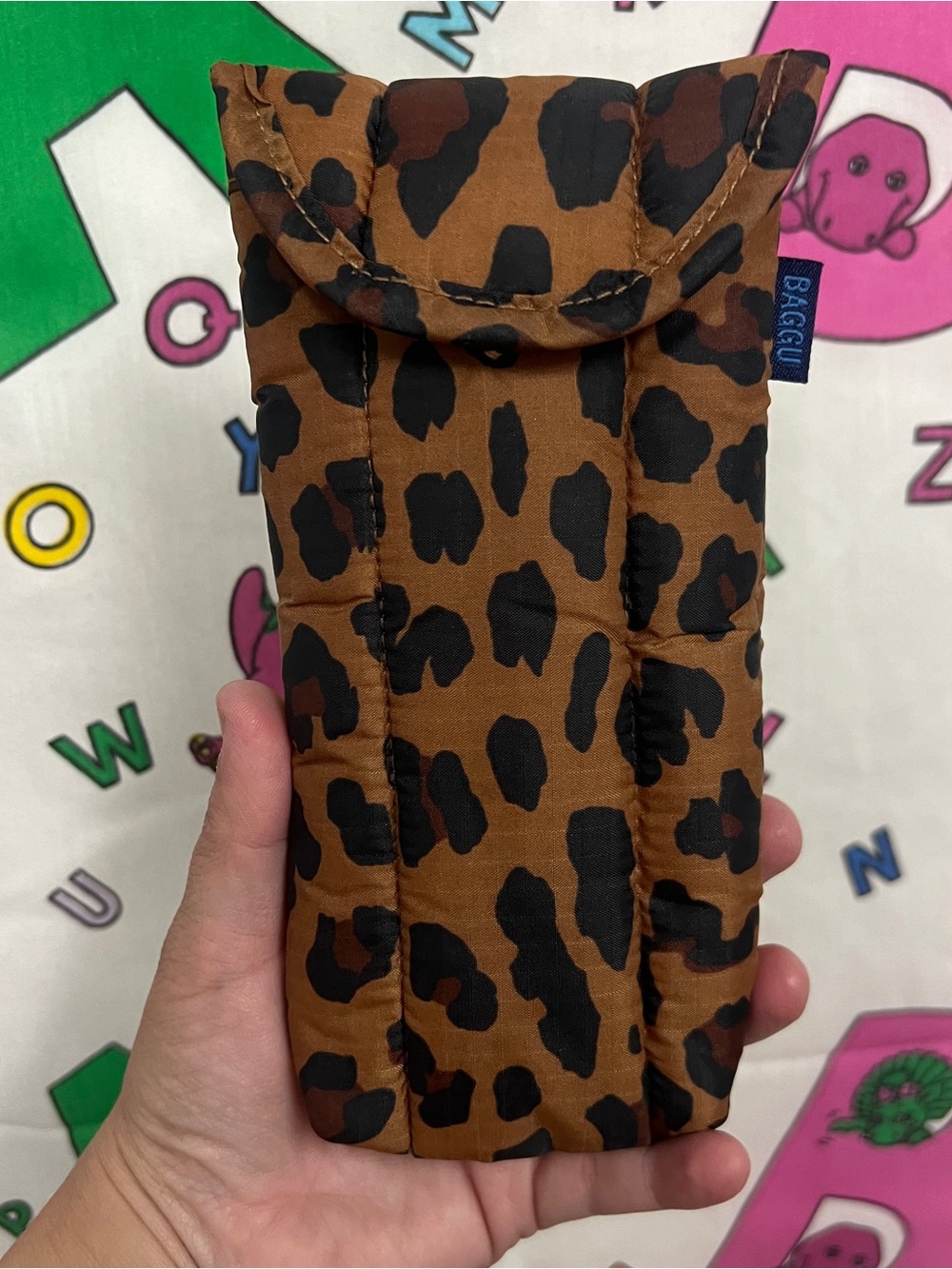 BAGGU Puffy Glasses Sleeve Leopard Print